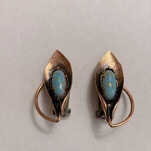 Matisse Oxidized Copper and Turquoise Clip-On Earrings